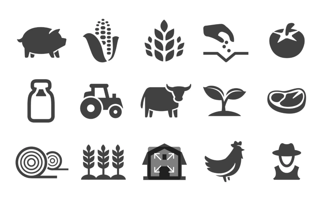 Supplementary food & farm icon set